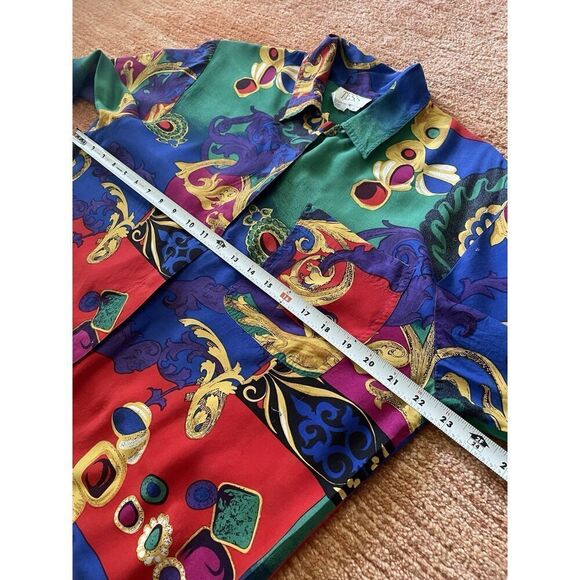VTG TESS Colorful Abstract Floral Women’s Polyester Long Sleeves Blouse M - Picture 4 of 6